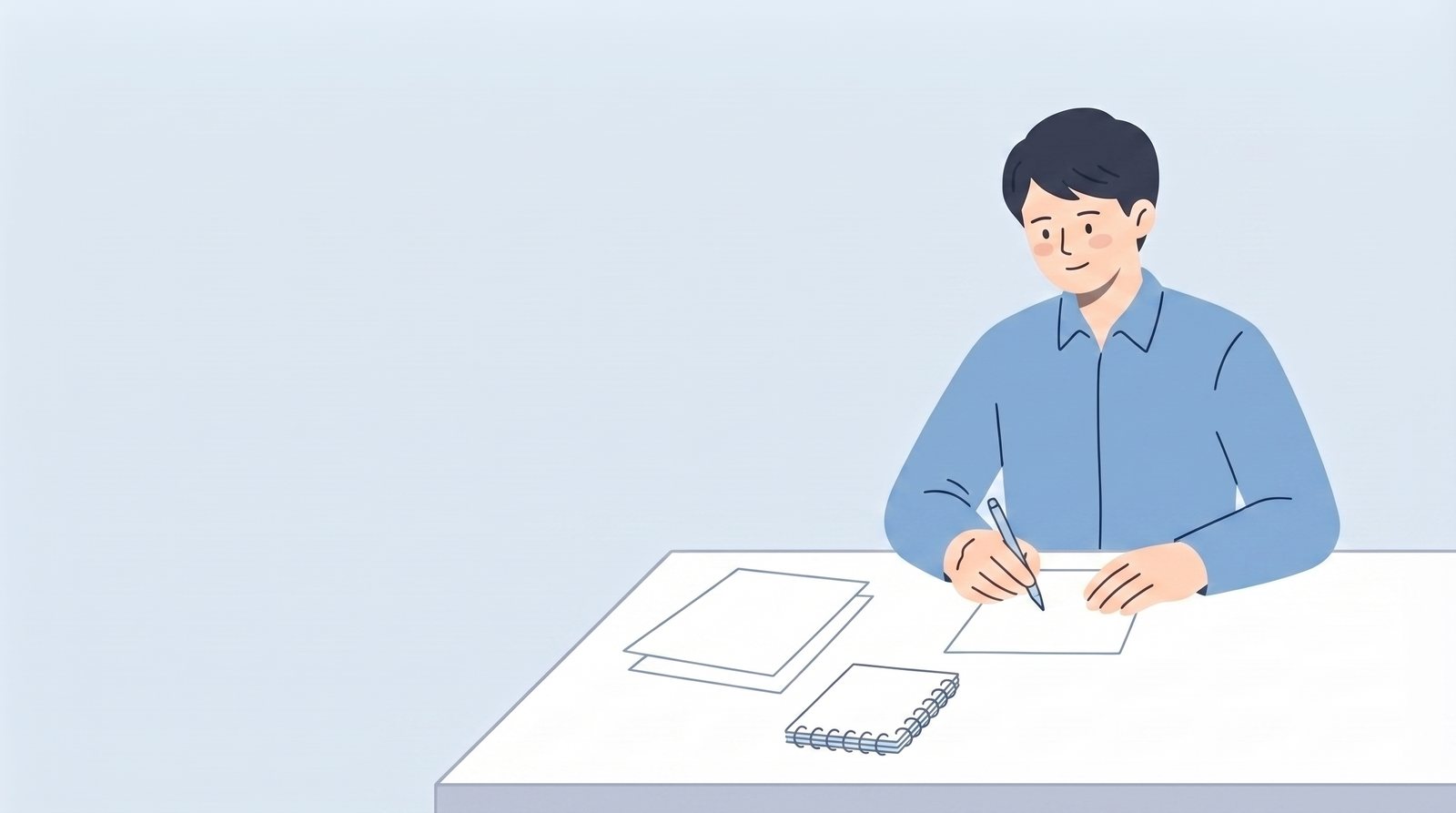 職務経歴書と履歴書を準備する薬剤師の2Dイラスト